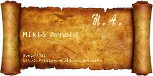 Mikló Arnold névjegykártya
